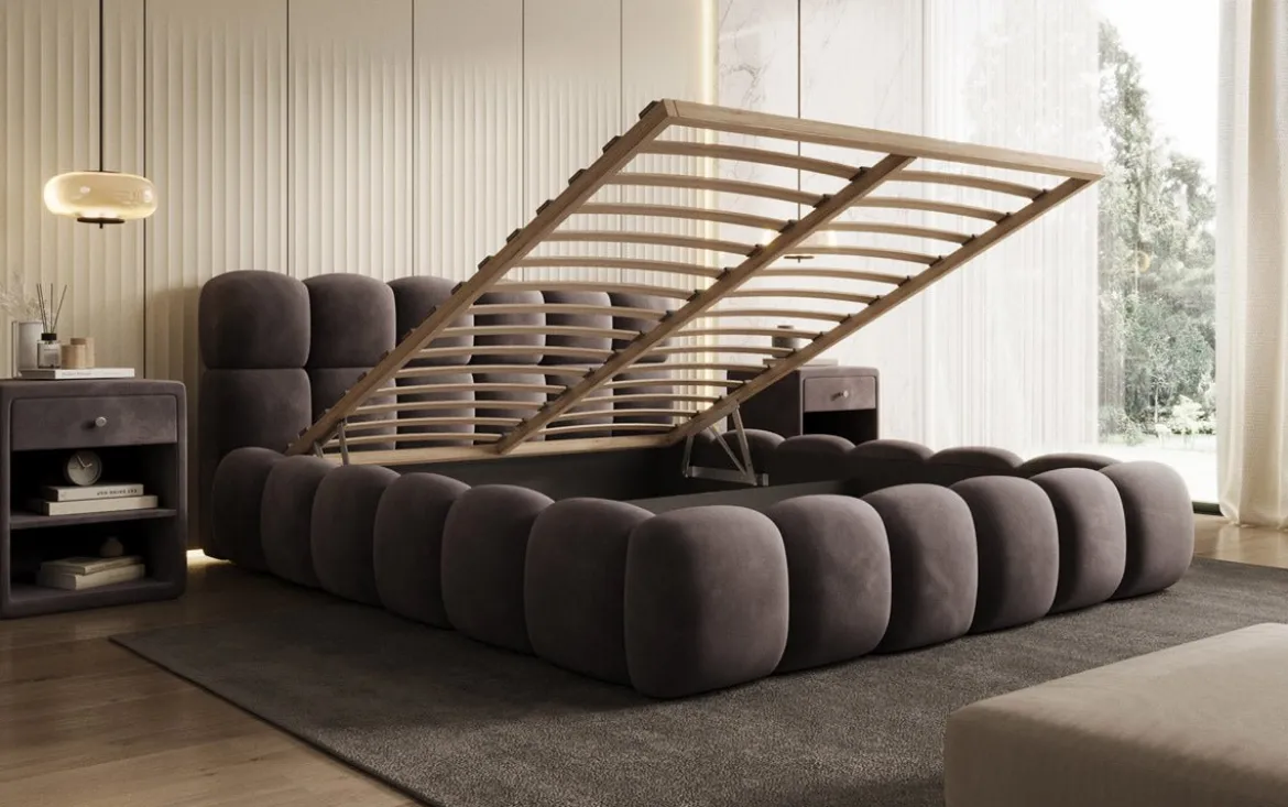 Designer Polsterbett Boston Samt mit Stauraum
