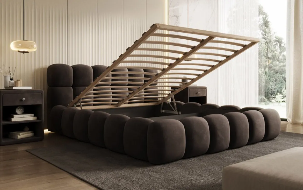 Designer Polsterbett Boston Samt mit Stauraum