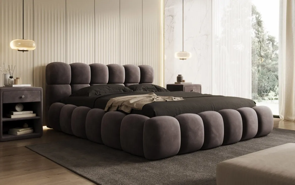 Designer Polsterbett Boston Samt mit Stauraum