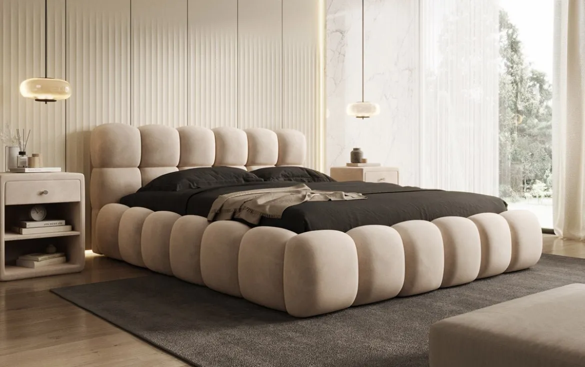 Designer Polsterbett Boston Samt mit Stauraum