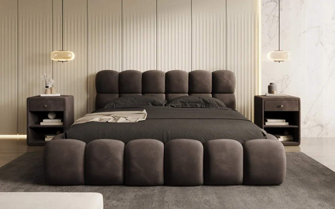 Designer Polsterbett Boston Samt mit Stauraum