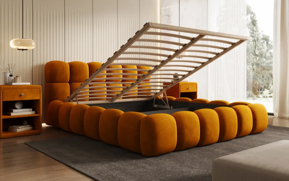Designer Polsterbett Boston Samt mit Stauraum