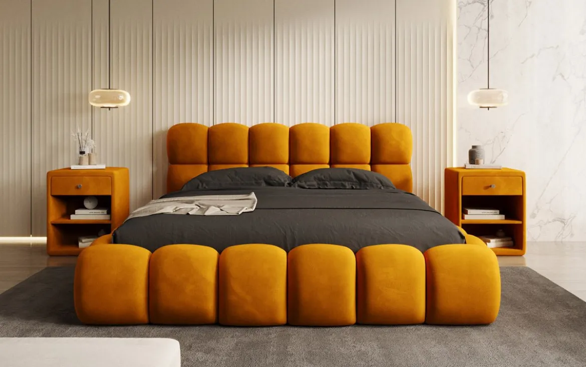 Designer Polsterbett Boston Samt mit Stauraum