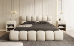 Designer Polsterbett Boston Bouclé mit Stauraum
