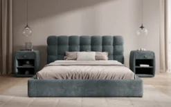 Designer Polsterbett Calivo in Cord mit Stauraum
