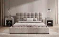 Designer Polsterbett Calivo in Cord mit Stauraum