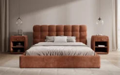 Designer Polsterbett Calivo in Cord mit Stauraum
