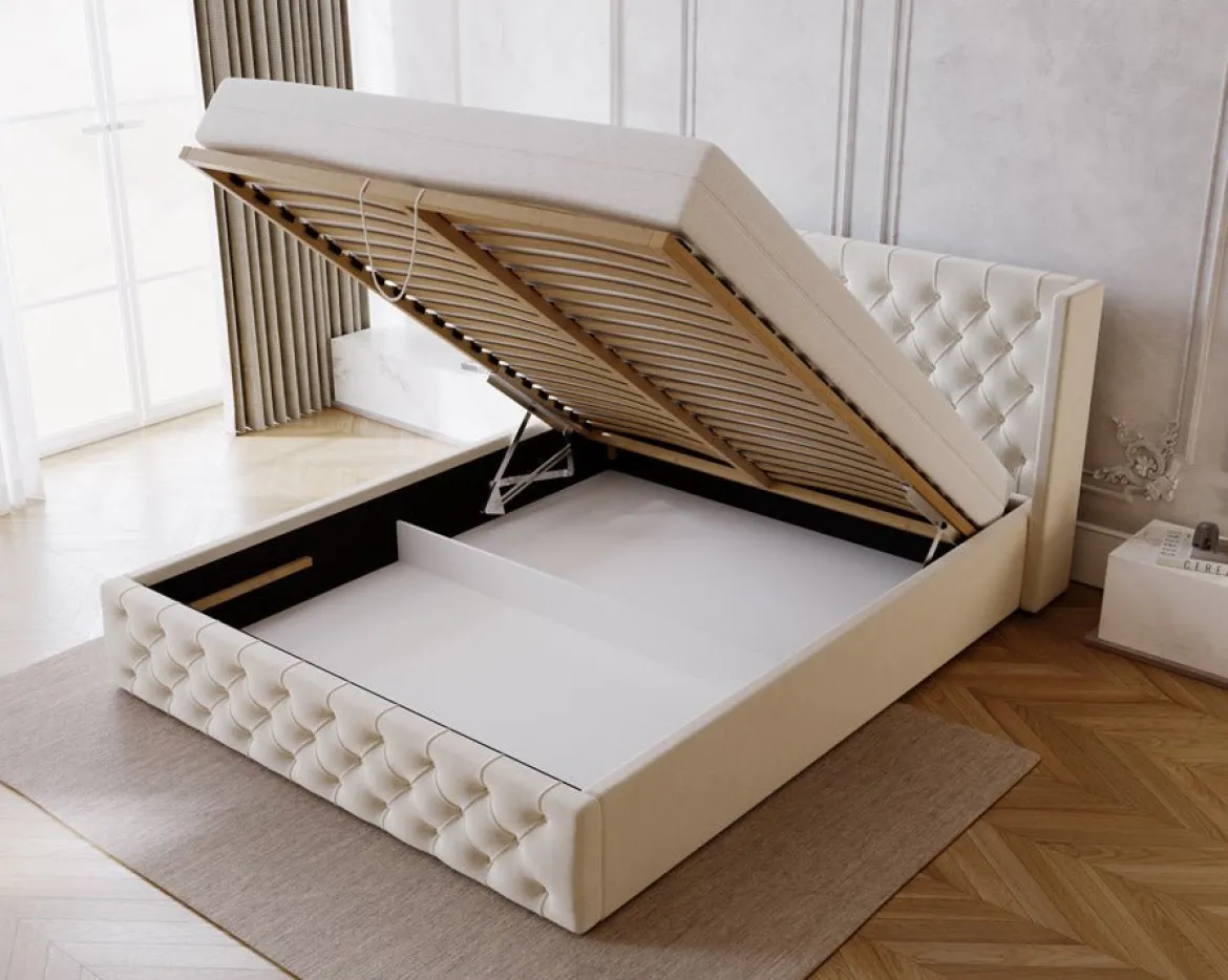 Designer Polsterbett Celestia in Samt mit Stauraum