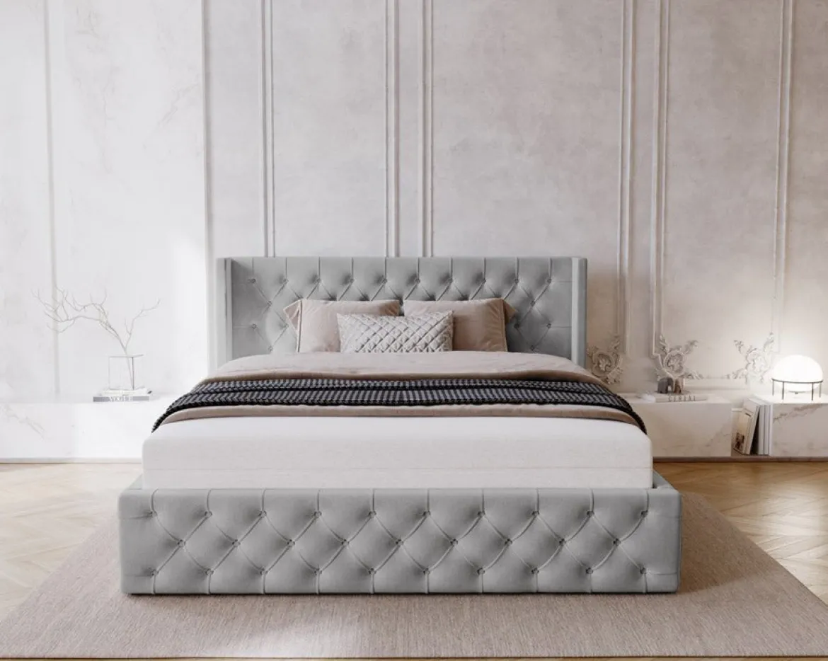 Designer Polsterbett Celestia in Samt mit Stauraum