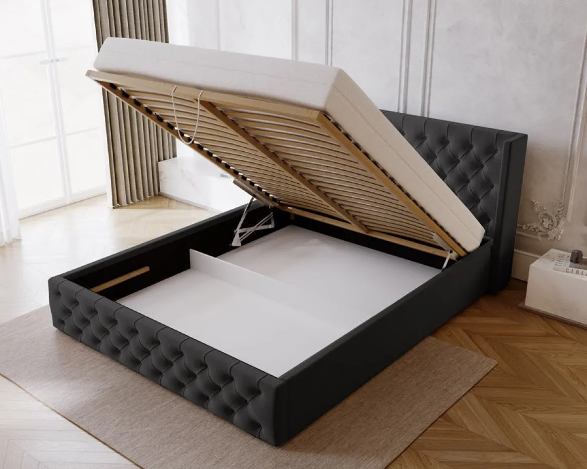 Designer Polsterbett Celestia in Samt mit Stauraum