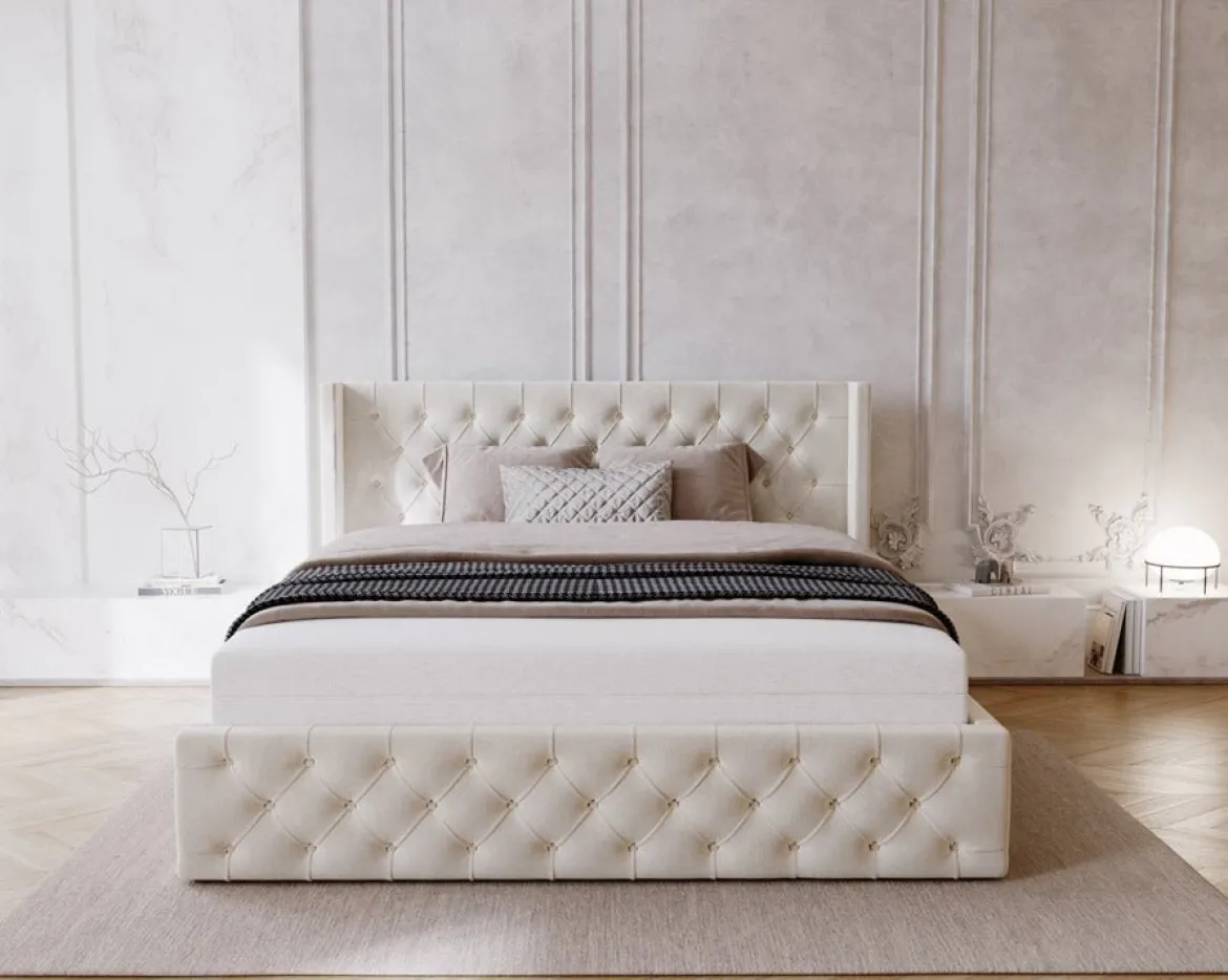Designer Polsterbett Celestia in Samt mit Stauraum