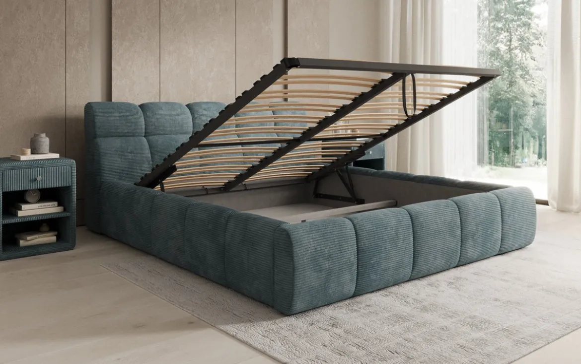 Designer Polsterbett Dallas Cord mit Stauraum