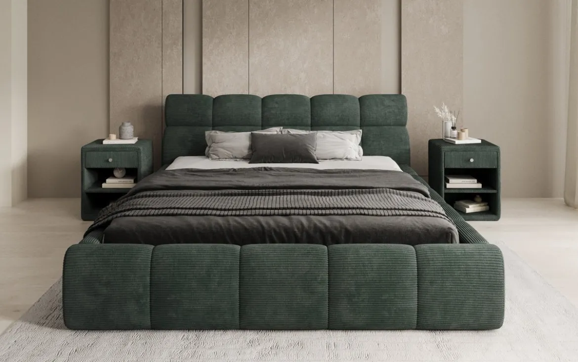 Designer Polsterbett Dallas Cord mit Stauraum