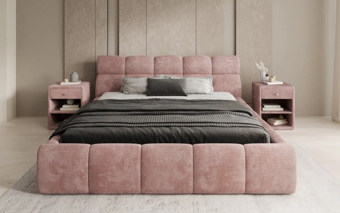Designer Polsterbett Dallas Cord mit Stauraum