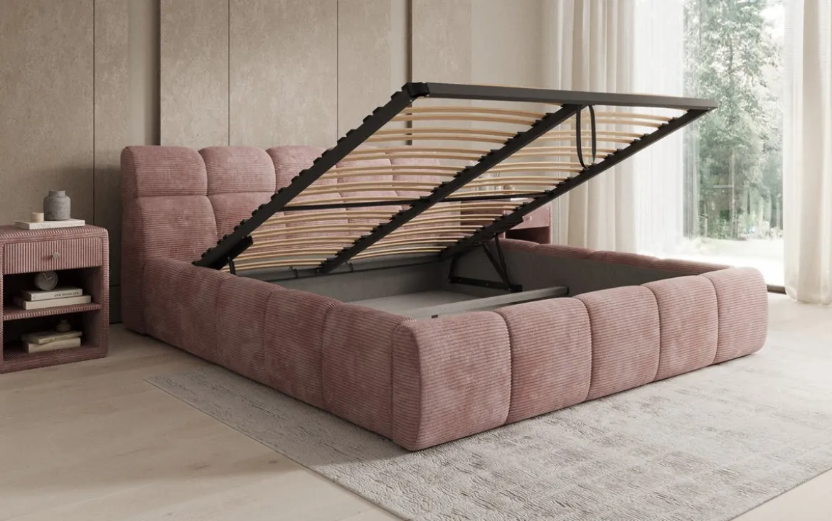 Designer Polsterbett Dallas Cord mit Stauraum