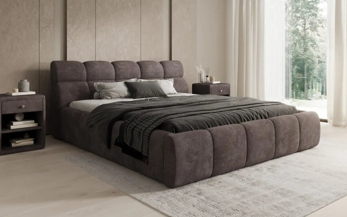 Designer Polsterbett Dallas Cord mit Stauraum