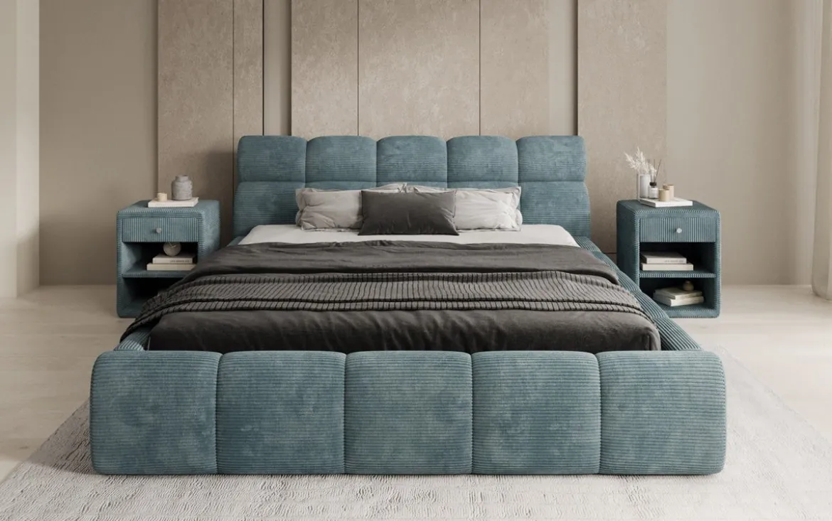Designer Polsterbett Dallas Cord mit Stauraum
