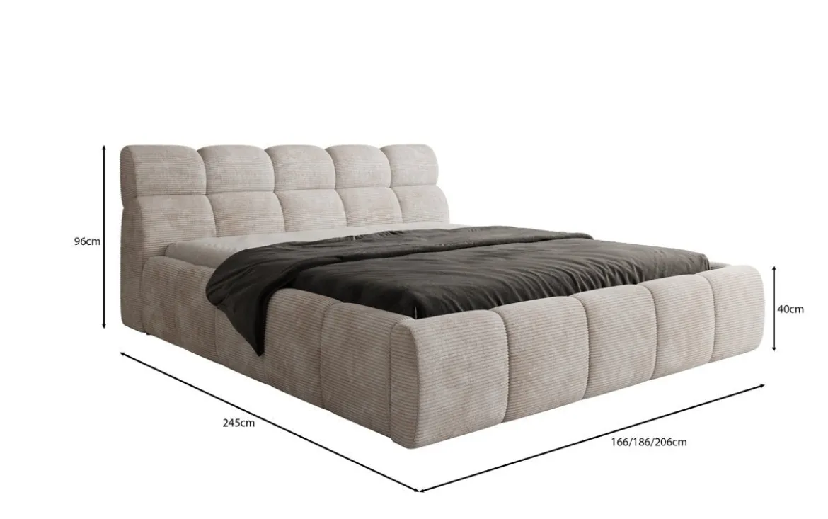 Designer Polsterbett Dallas Cord mit Stauraum