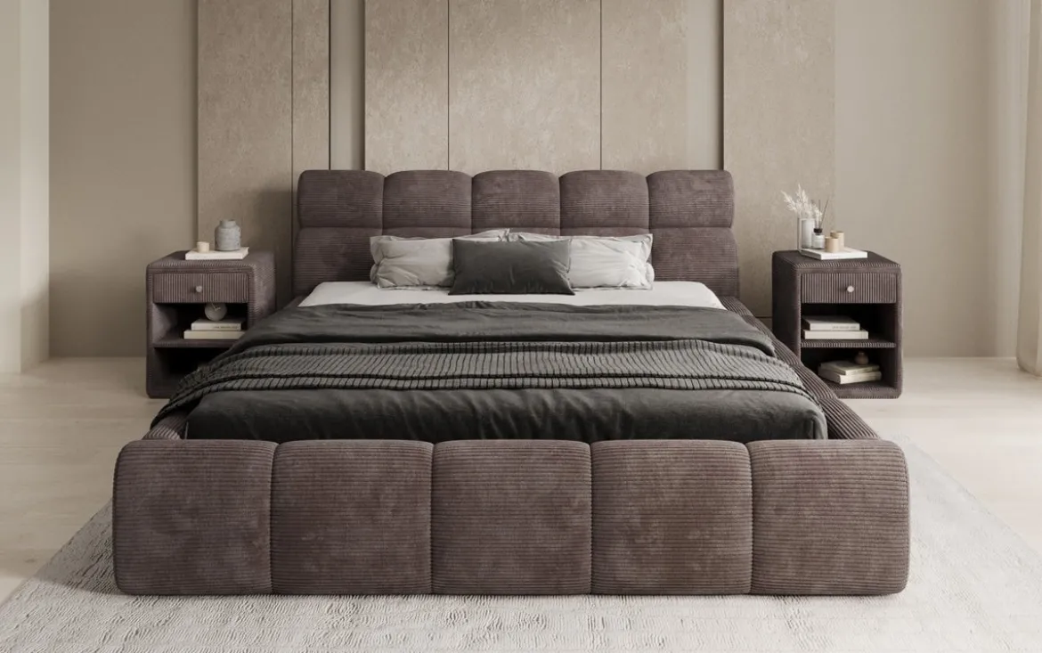 Designer Polsterbett Dallas Cord mit Stauraum