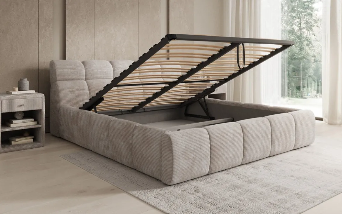 Designer Polsterbett Dallas Cord mit Stauraum