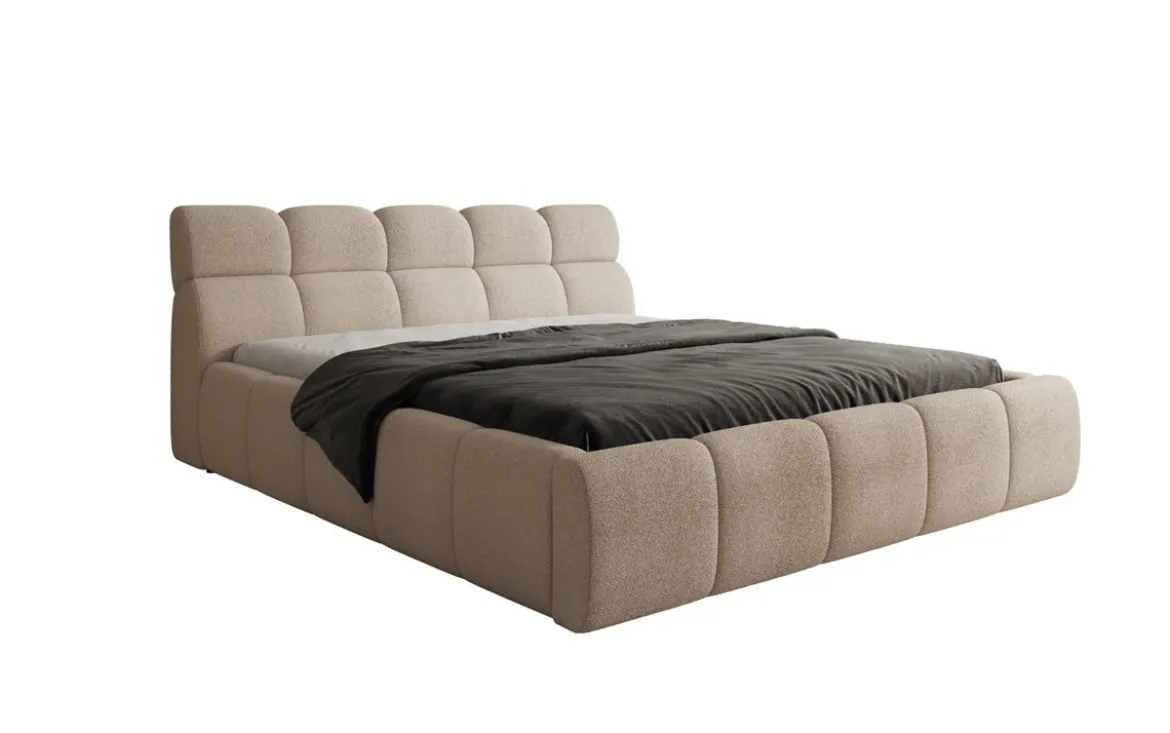 Designer Polsterbett Dallas Bouclé mit Stauraum