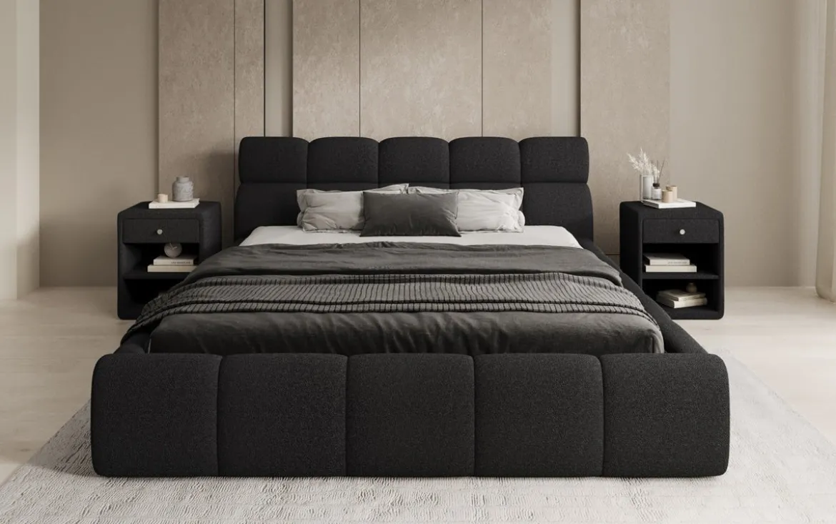 Designer Polsterbett Dallas Bouclé mit Stauraum