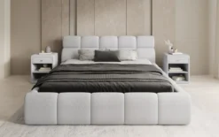 Designer Polsterbett Dallas Bouclé mit Stauraum