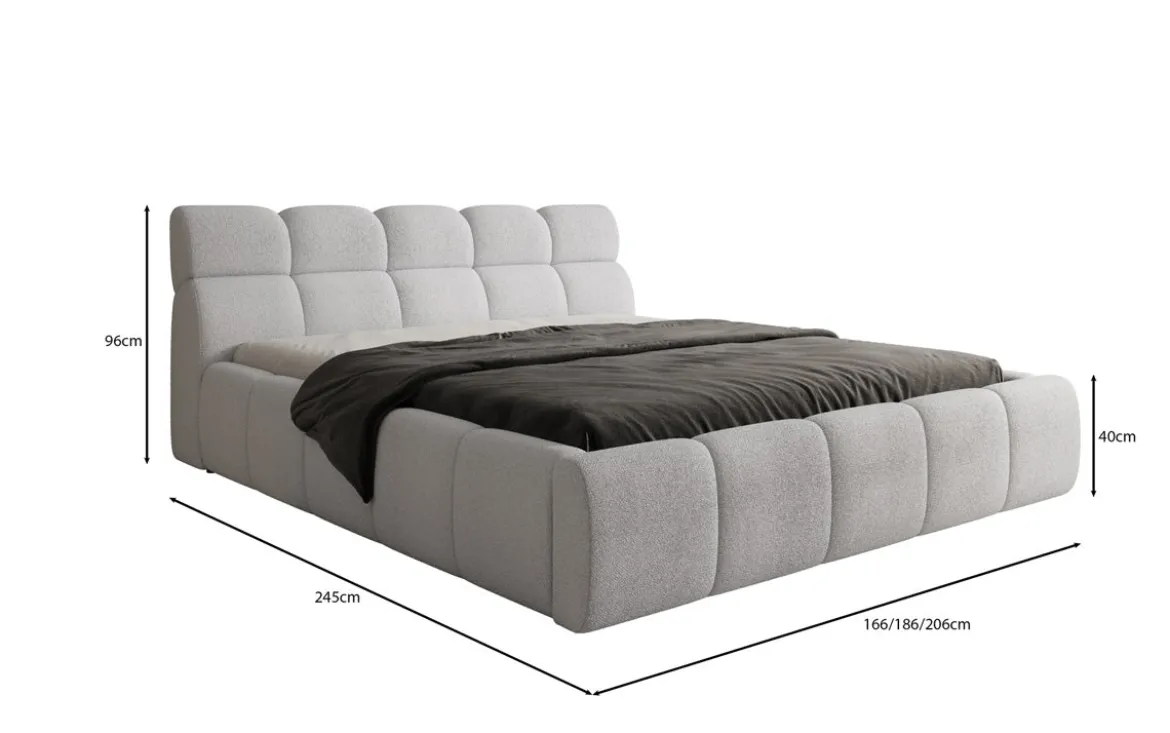 Designer Polsterbett Dallas Bouclé mit Stauraum