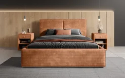 Designer Polsterbett Elara in Cord mit Stauraum