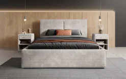 Designer Polsterbett Elara in Cord mit Stauraum