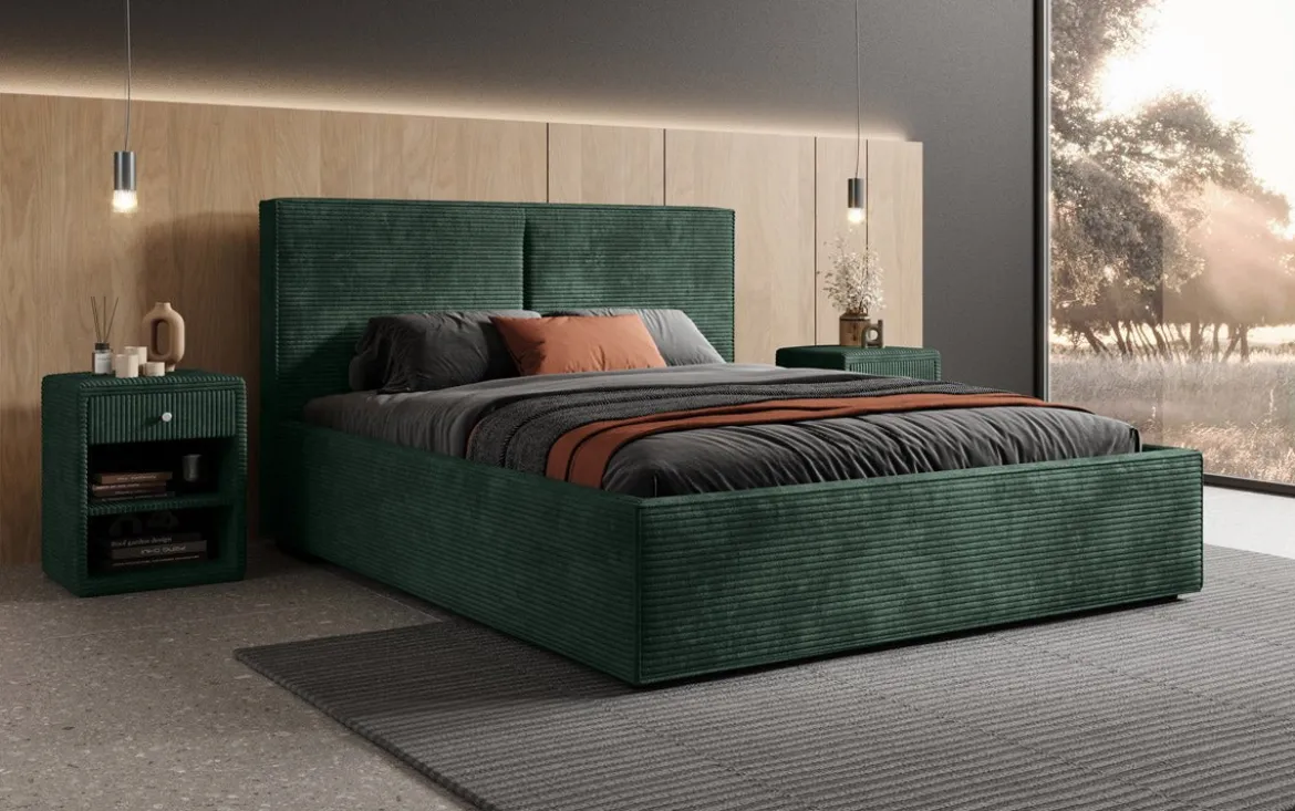 Designer Polsterbett Elara in Cord mit Stauraum