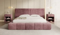 Designer Polsterbett Elise in Cord mit Stauraum