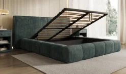 Designer Polsterbett Elise in Cord mit Stauraum