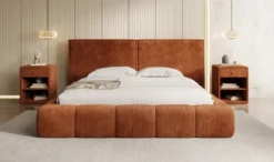 Designer Polsterbett Elise in Cord mit Stauraum
