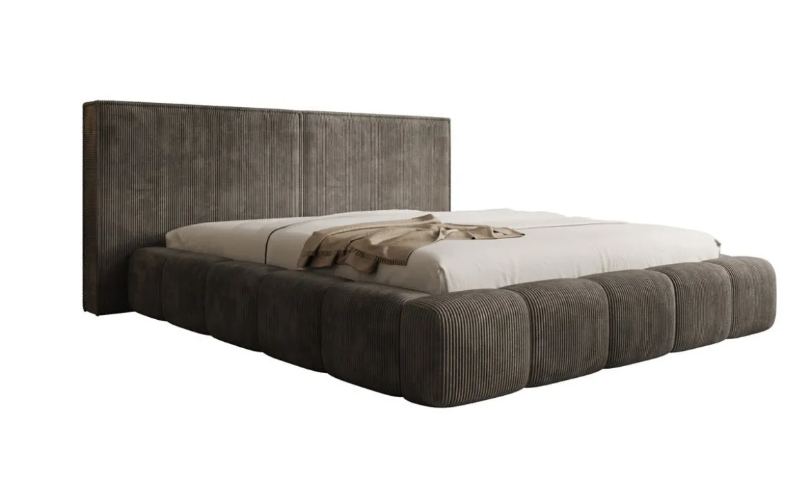 Designer Polsterbett Elise in Cord mit Stauraum