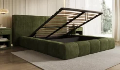 Designer Polsterbett Elise in Cord mit Stauraum