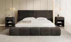 Designer Polsterbett Elise in Cord mit Stauraum