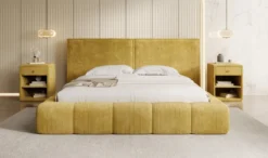 Designer Polsterbett Elise in Cord mit Stauraum