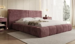 Designer Polsterbett Elise in Cord mit Stauraum