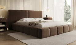 Designer Polsterbett Elise in Strukturstoff mit Stauraum
