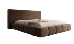 Designer Polsterbett Elise in Strukturstoff mit Stauraum