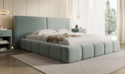 Designer Polsterbett Elise in Strukturstoff mit Stauraum