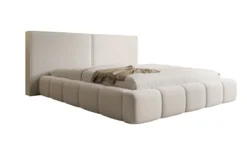 Designer Polsterbett Elise in Strukturstoff mit Stauraum