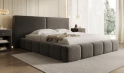Designer Polsterbett Elise in Strukturstoff mit Stauraum