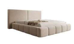Designer Polsterbett Elise in Strukturstoff mit Stauraum