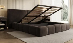 Designer Polsterbett Elise in Samt mit Stauraum
