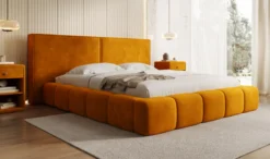 Designer Polsterbett Elise in Samt mit Stauraum