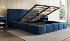 Designer Polsterbett Elise in Samt mit Stauraum