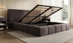 Designer Polsterbett Elise in Samt mit Stauraum