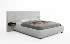 Designer Polsterbett Elvara in Bouclé mit Stauraum